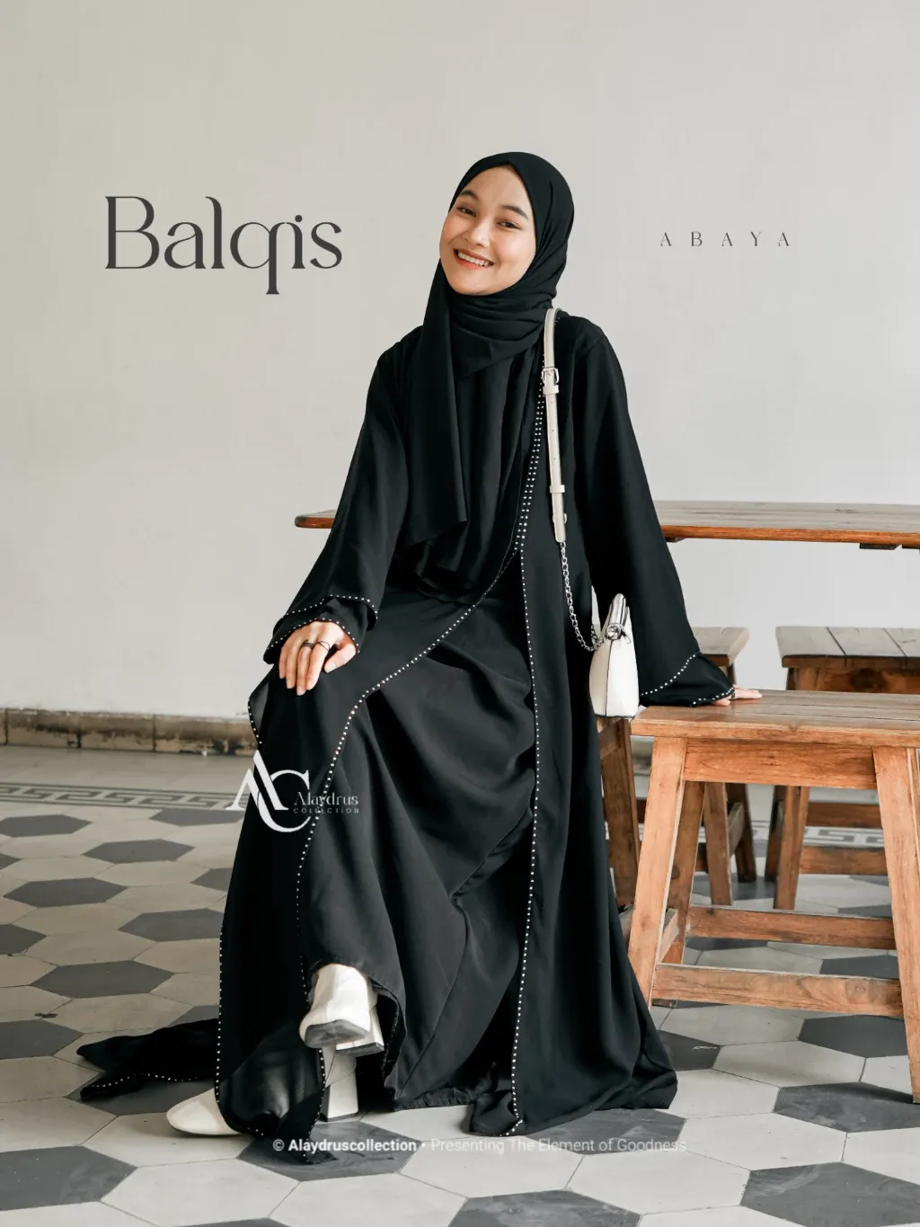 Abaya Hitam Kombinasi Chiffon Balqis Syari Muslimah