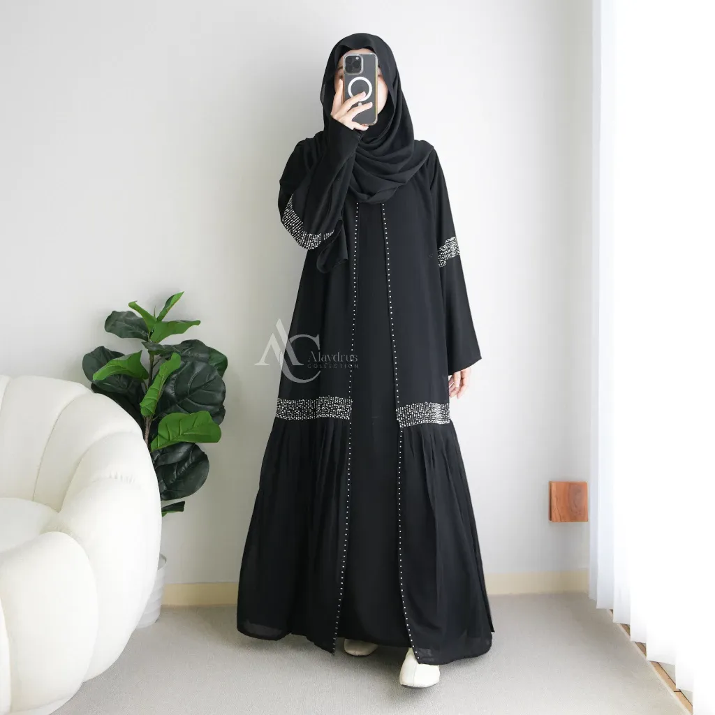 Abaya Hitam Naura Gamis Syari Lebaran Muslimah