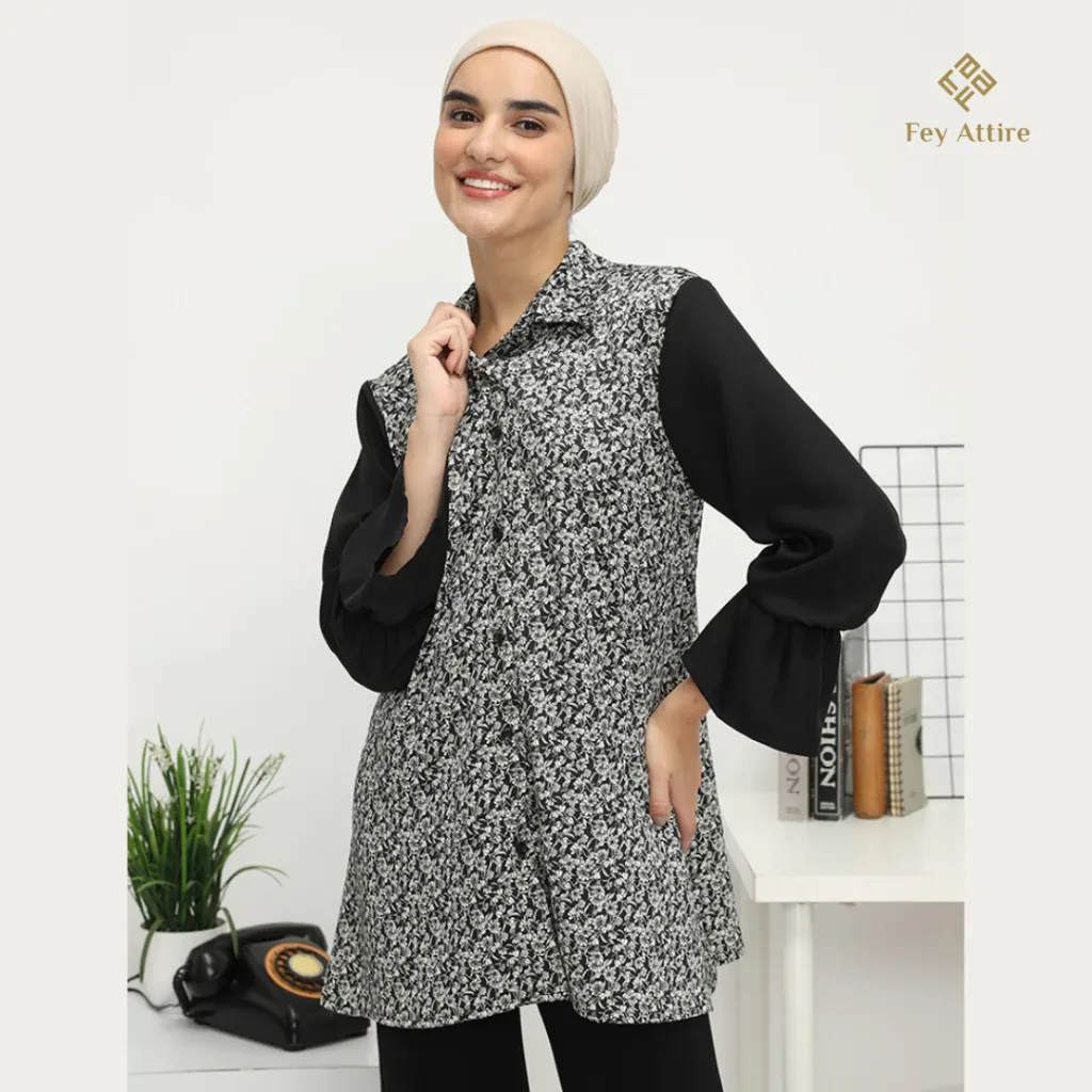 Amani Blouse Hitam Lengan Panjang