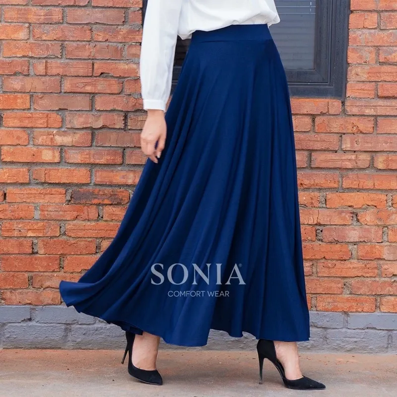 Anya Skirt R7007 - Rok Panjang Polos Wanita dengan Pinggang Karet