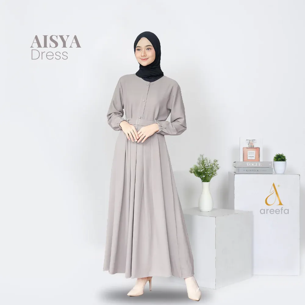 Areefa - Abaya Gamis Wanita Hitam Putih Abu-abu Modern Terbaru 2024 2025