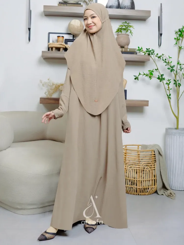 Areefa Abaya Set Hijab Umroh Syari Jumbo Premium Elegan