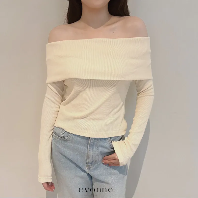 Atasan Wanita HaeIn Lengan Panjang Off Shoulder
