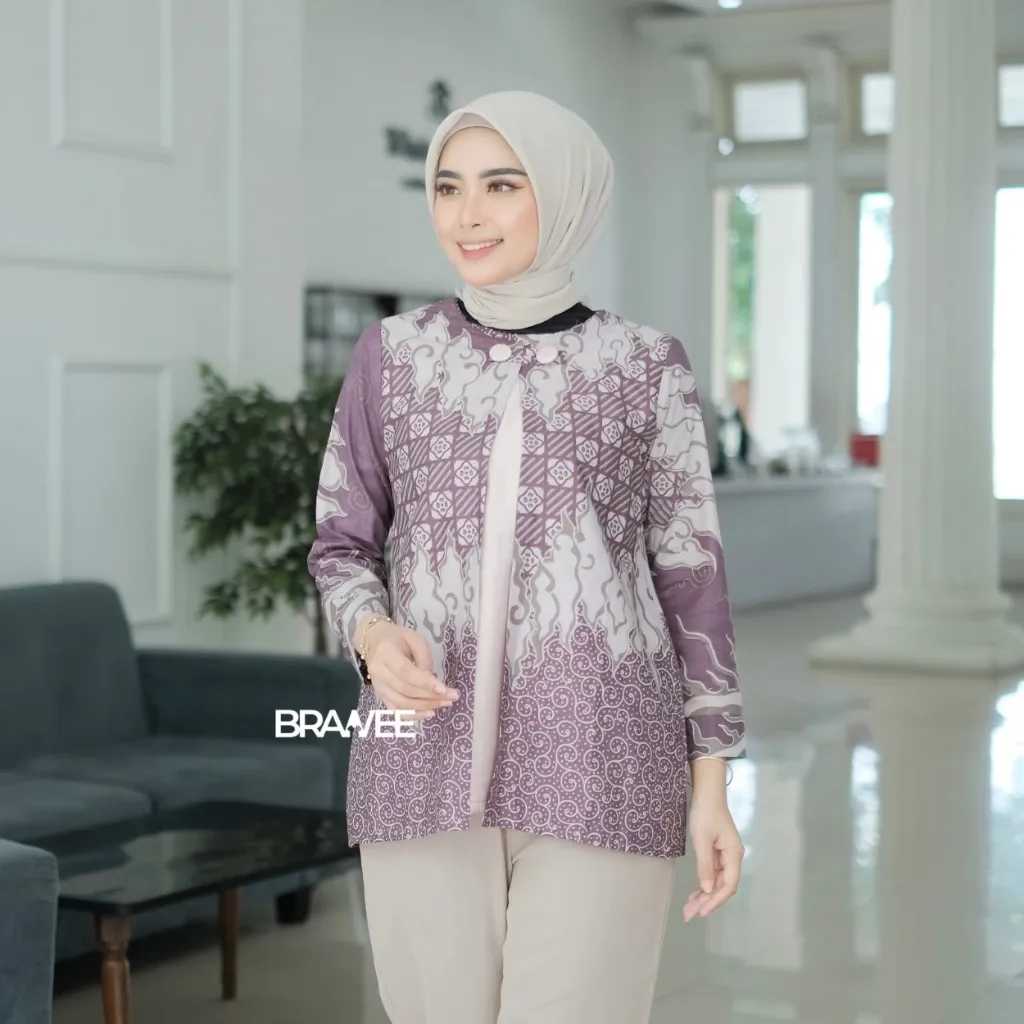 Baju Batik Wanita Modern Saroja Mauve