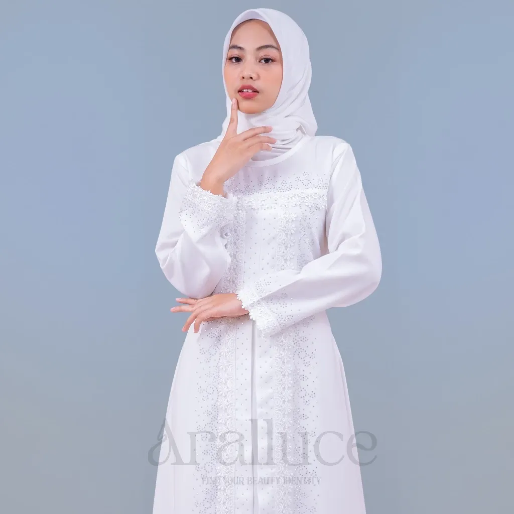 Baju Gamis Putih Wanita Muslim Modern ARL 012