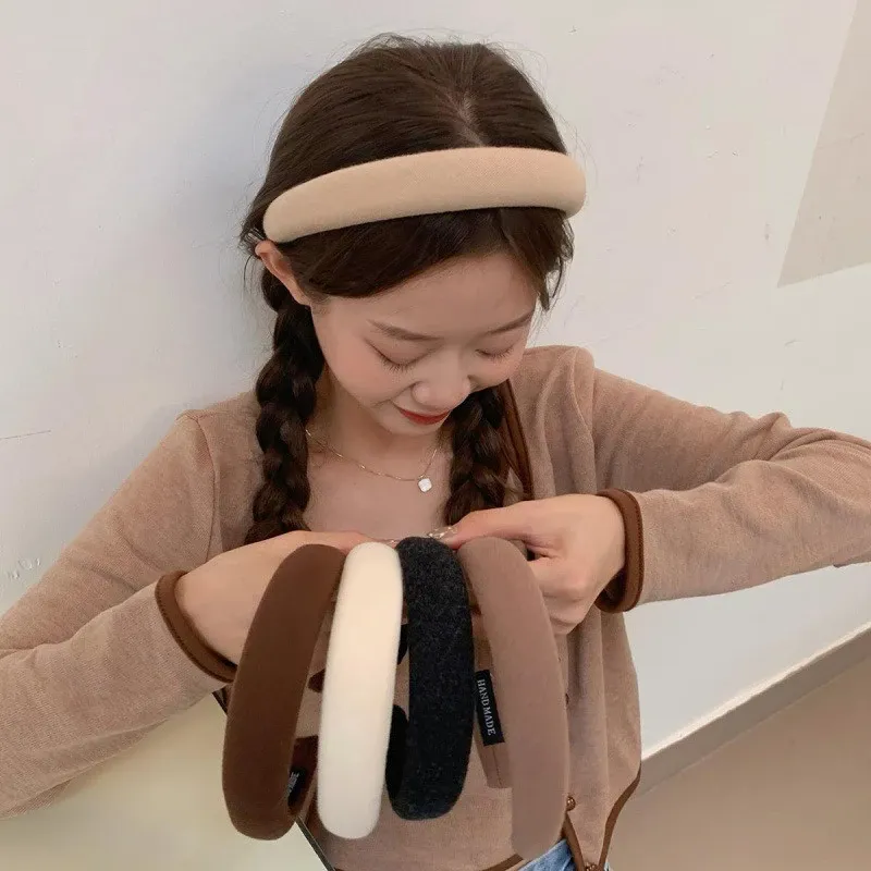 Bando Fluffy Tebal Choco Milk Wanita Aksesoris Rambut Fashion