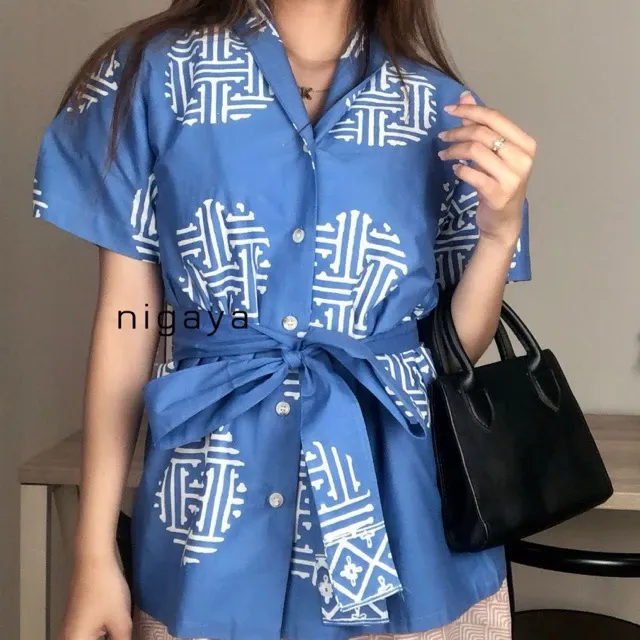 Blus Batik Premium Kanna Top Wanita Lengan Pendek