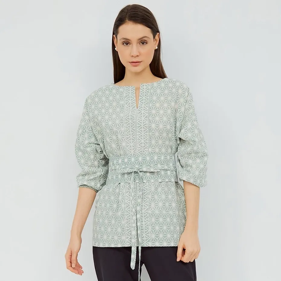 Blus Batik Premium Wanita Modern Lengan Pendek