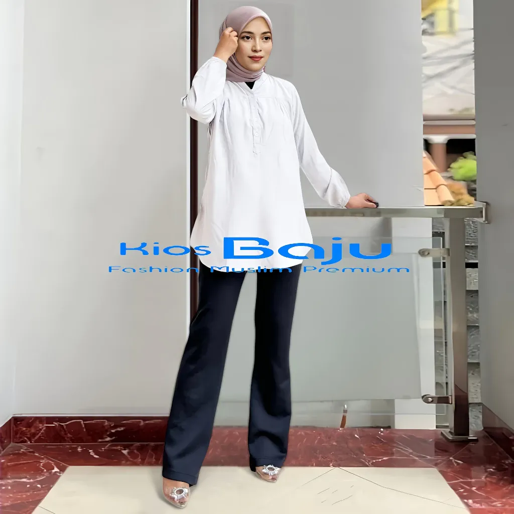 Blus Wanita Lengan Panjang Katun Rayon Premium Polos