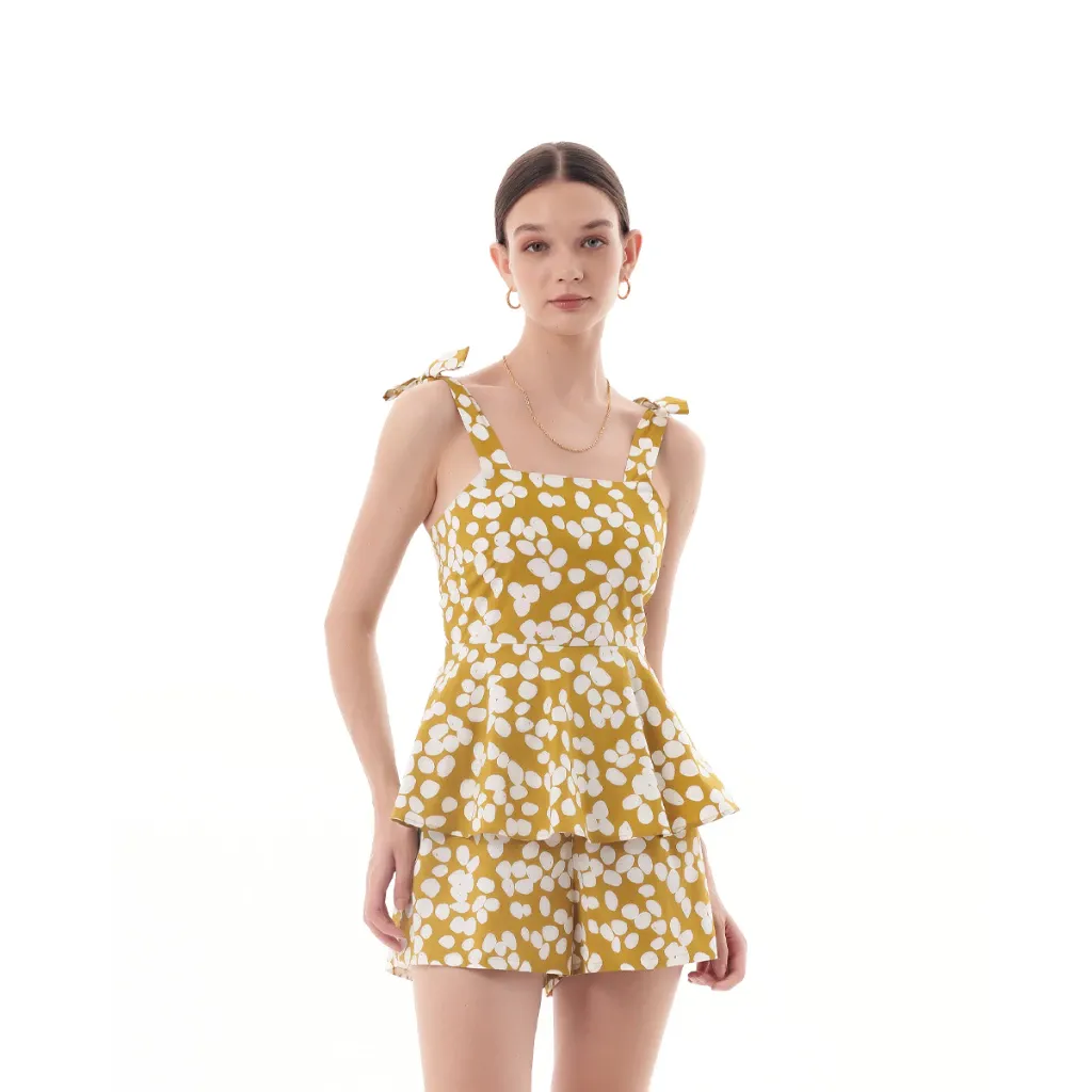 Calliope Romper - Cascade Mustard Yellow/White