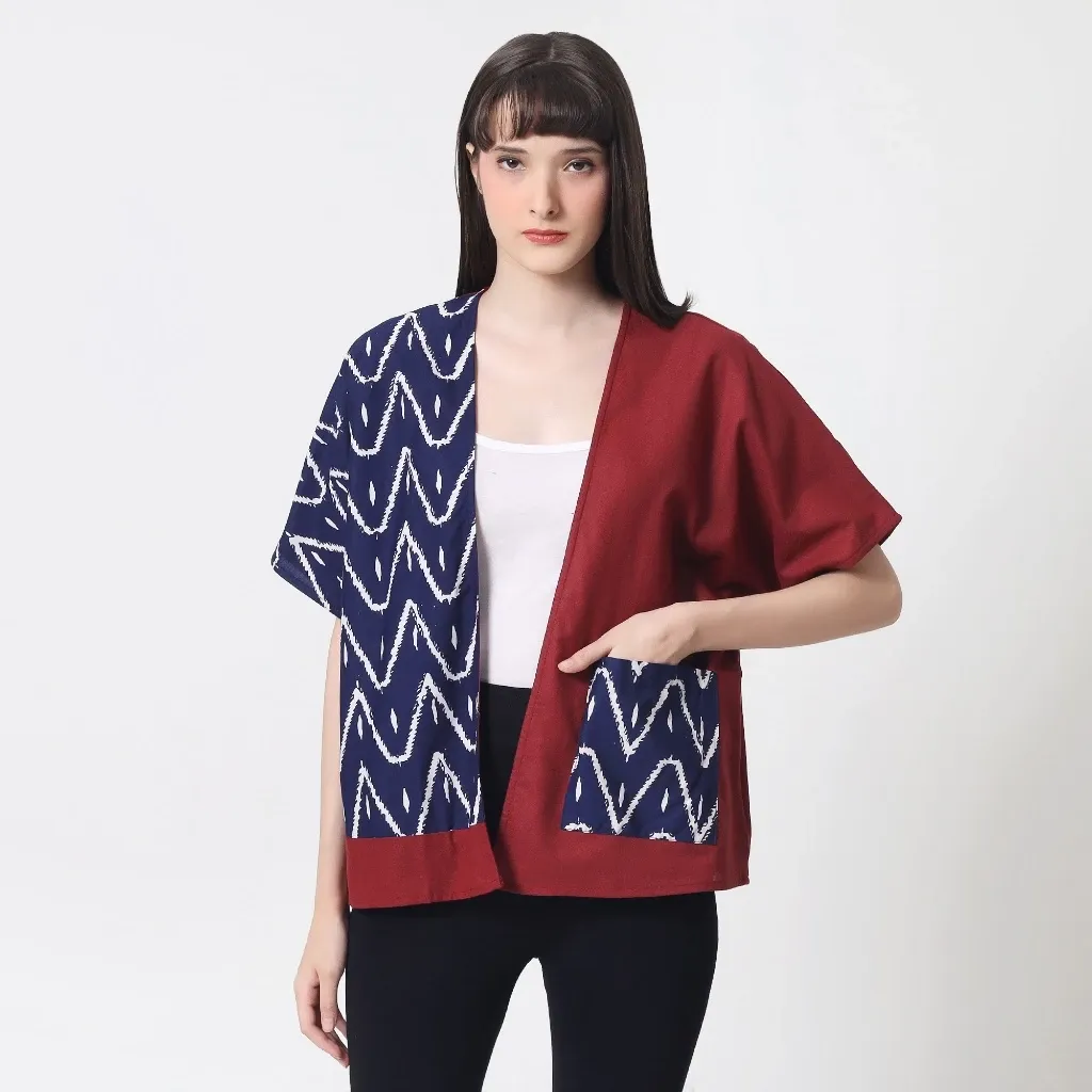 Cardigan Batik Wanita Lengan Pendek Katun Halus