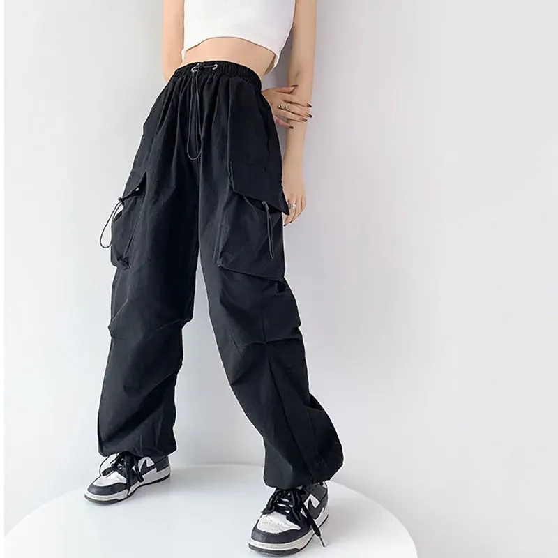 Celana Cargo Wanita Harajuku CK017 - Kargo Panjang Wide Leg