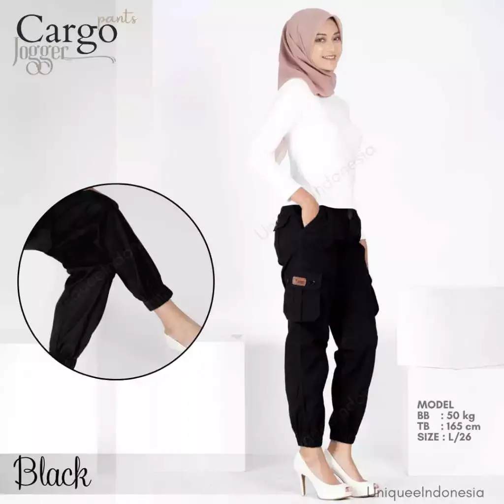 Celana Cargo Wanita Joger Twill Stretch Melar