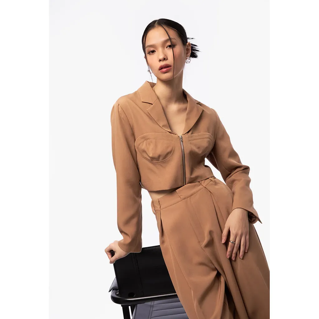 Cropped Blazer Khaki