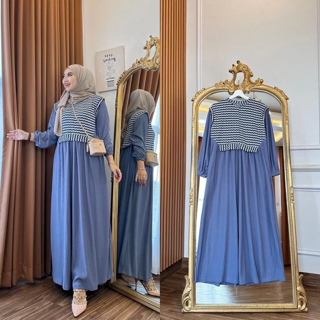 Dress Gamis Muslim Wanita Knitt Maxi Premium Casual