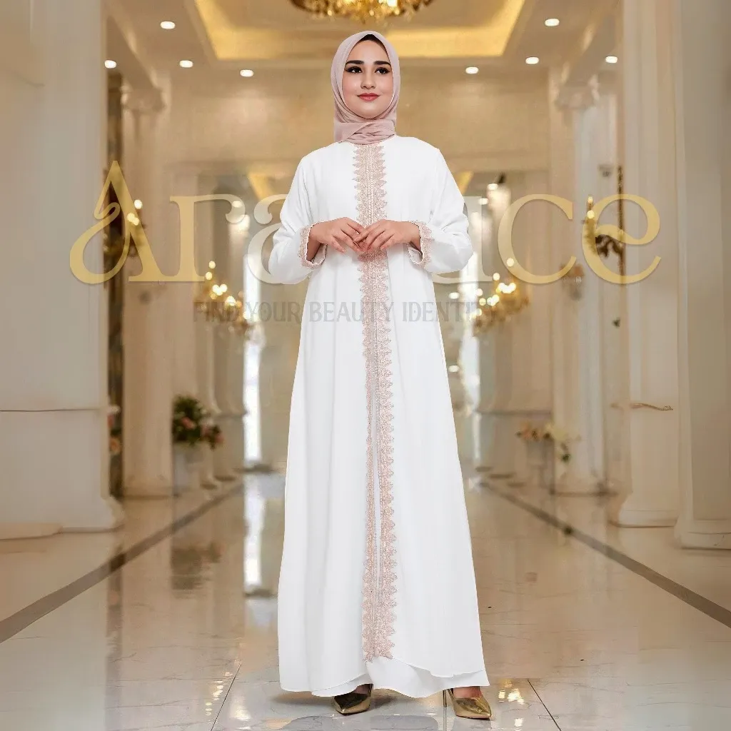 Dress Gamis Putih Wanita Muslim Modern BY ARALLUCE ARL 126