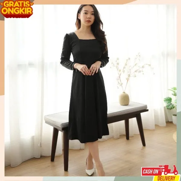 Dress Wanita Fashion Natal Maxi Midi Premium Murah Terbaru Korean Style Formal M L XL