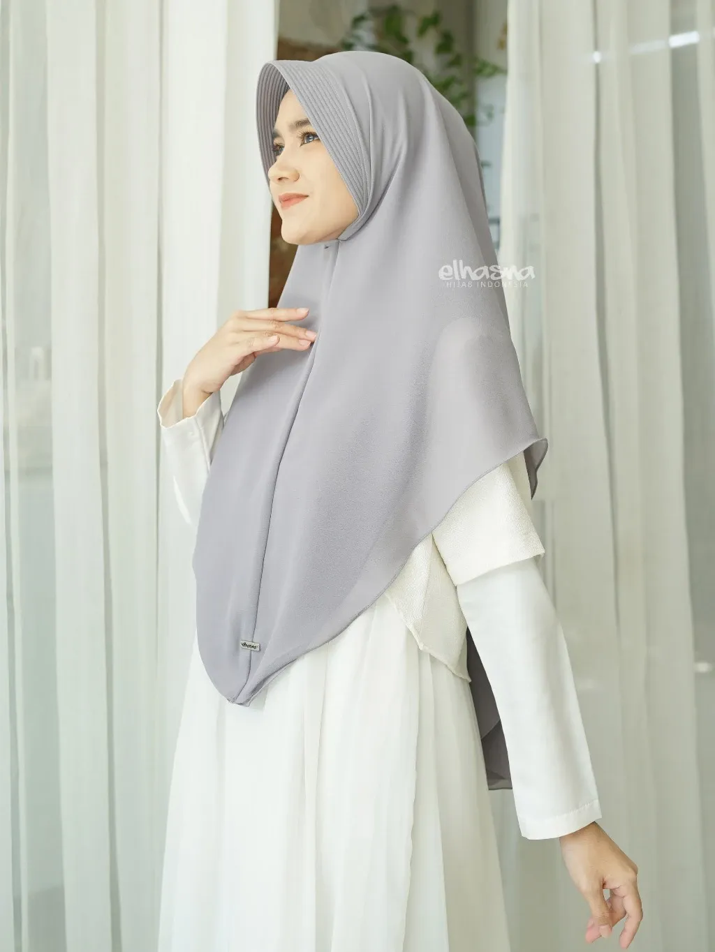 Elhasna Hijab Instan Khimar ZARA Ceruty Bolak Balik