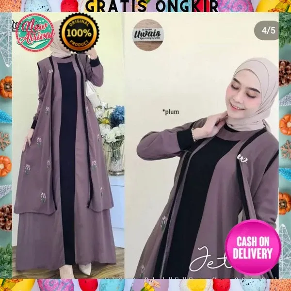 Gamis Elegant Wanita Terbaru 2023, Dress Muslimah Best Seller, Gamis Jumbo Import untuk Kondangan dan Wedding Party, Mewah dan Polos, Gamis 2 in 1.