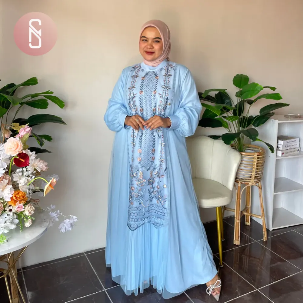 Gamis Jumbo Mireya Myshawl Tille Motif Kasual Brukat Bunga