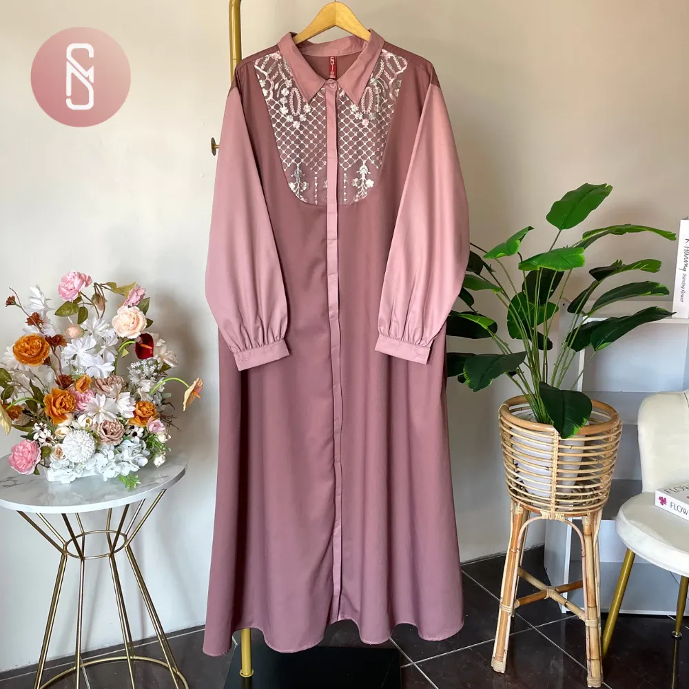 Gamis Jumbo Syakila Brukat Bunga Kasual