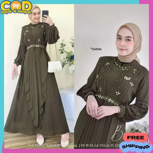 Gamis Kondangan Wanita Lebaran Elegan Terbaru Murah Import Premium Pesta Muslimah Fashion Sari Maxy Dress