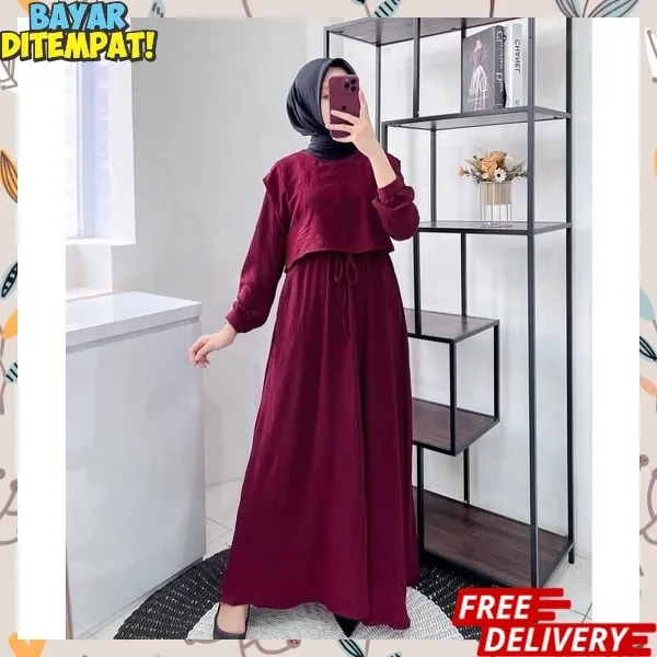 Gamis Remaja Dewasa Terbaru Murah untuk Pesta dan Kondangan 2024 - Drees Wanita Lebaran Elegan Syar'i Muslimah Fashion Terbaru Maxy Crinkle