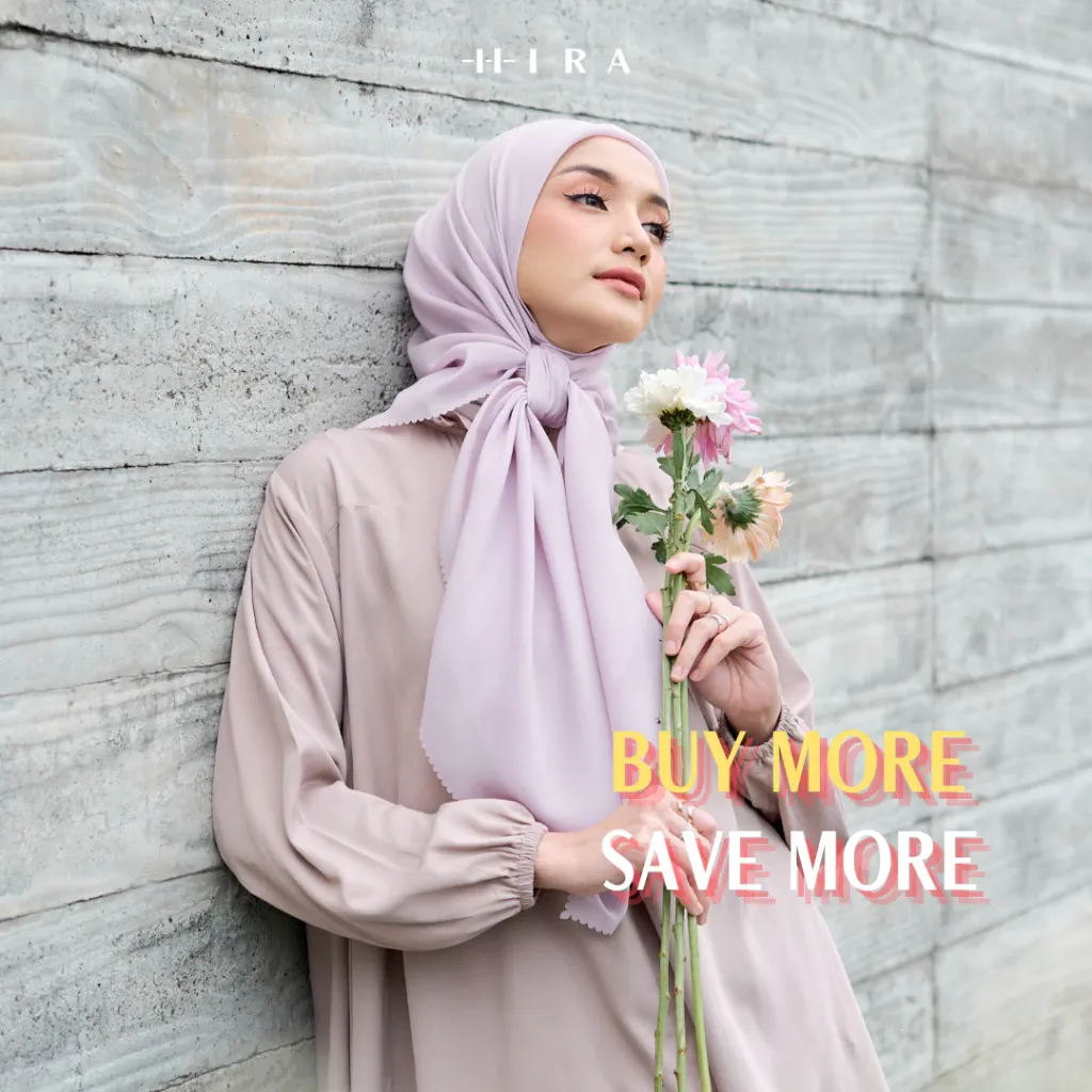 Hijab Segi Empat Hana HIRA Lasercut Polycotton Voal Paris