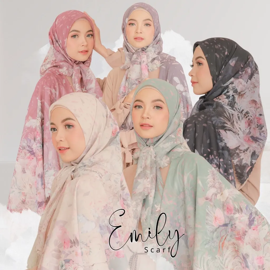Hijabwanitacantik - Emily Scarf HIRA Polycotton Segi Empat Motif Paris