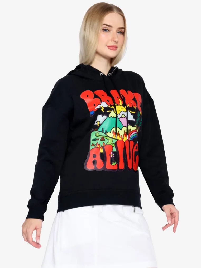 Hoodie Wanita Katun Hitam LEAH
