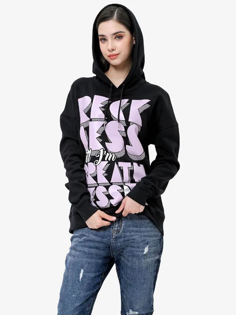 Hoodie Wanita Katun Organik Hitam Roxanne