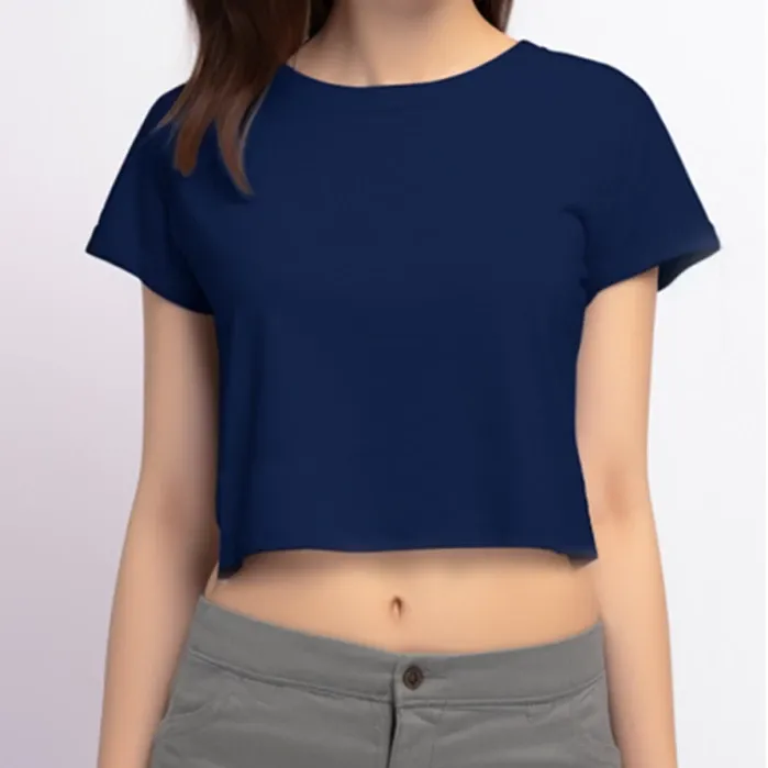 Kaos Crop Top Slim Fit Wanita Polos Hitam Navy Putih