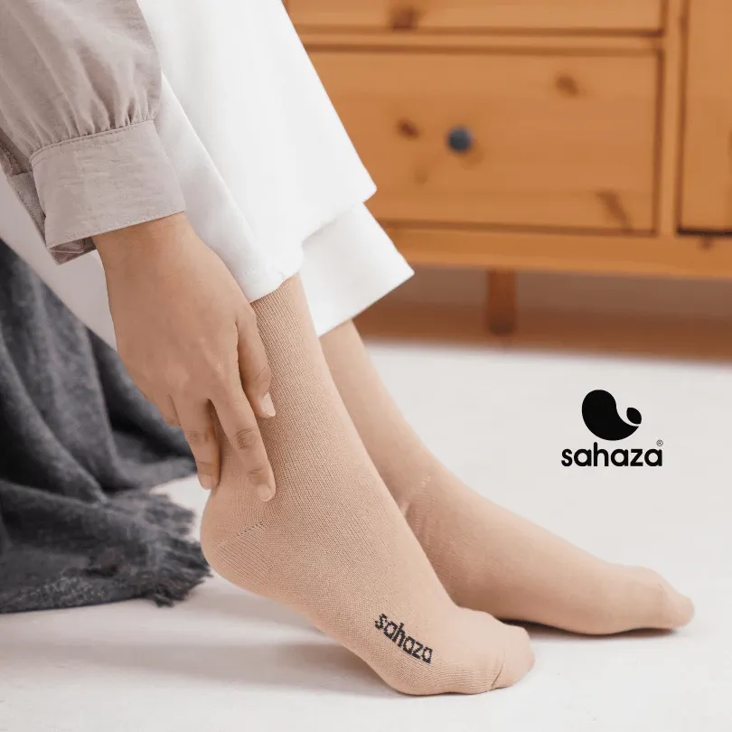Kaos Kaki Tumit Wanita Sahaza Kala Series Katun Panjang