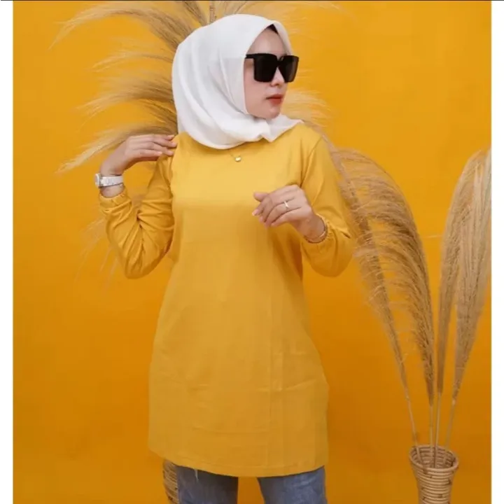 Kaos Polos Wanita Lengan Panjang Oversized
