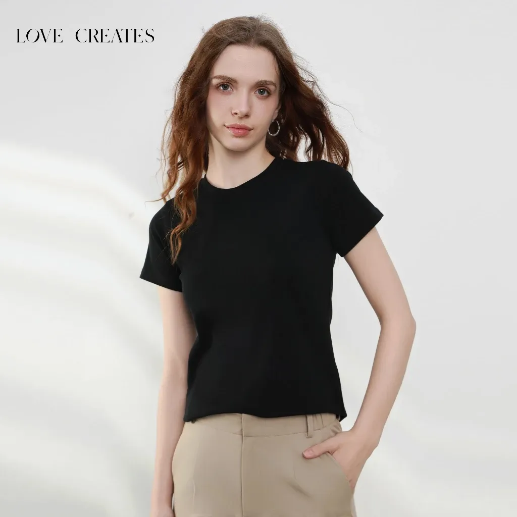 Kaos Wanita Polos Slim Fit Lengan Pendek
