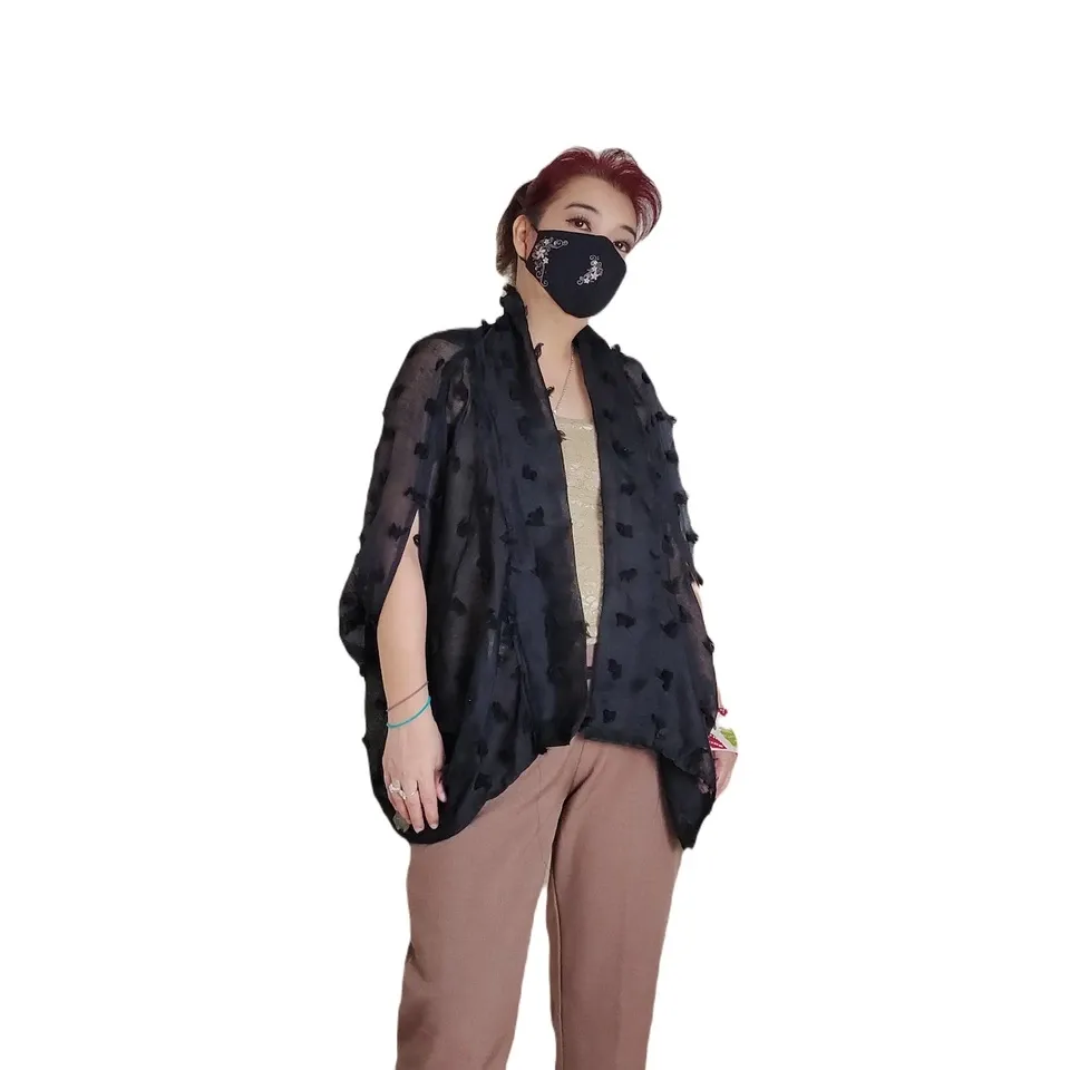 Kardigan Kimono Wanita Oversized Hitam