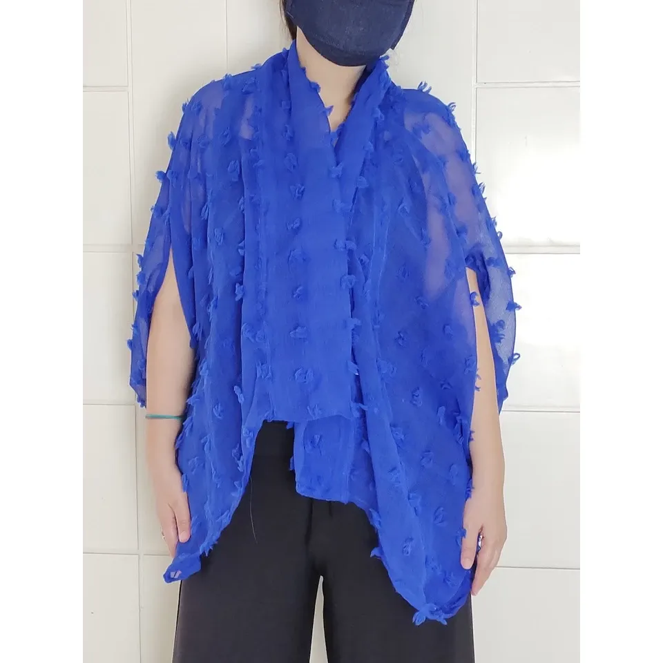 Kardigan Kimono Wanita Oversized Jumbo Biru