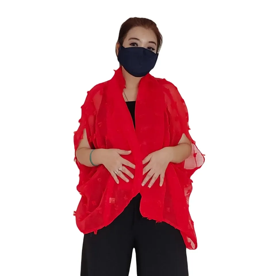 Kardigan Kimono Wanita Oversized Merah
