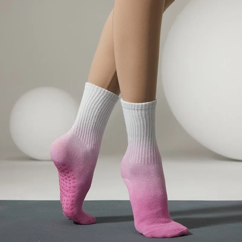 Kaus Kaki Anti Selip Profesional Warna Gradien untuk Yoga dan Pilates