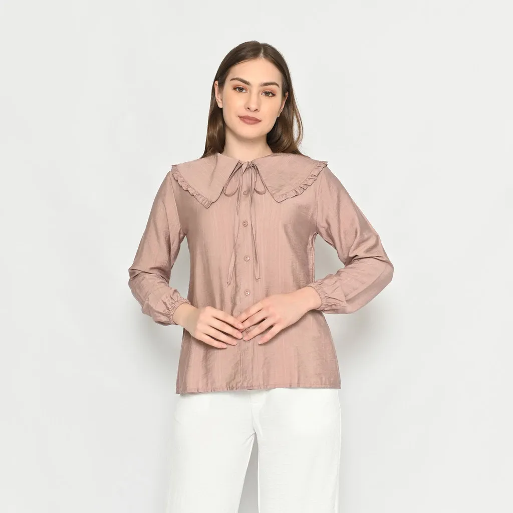 Kemeja Casual Wanita QUEENTIN Lengan Panjang Polos 0165