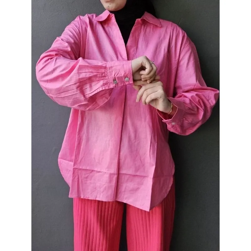 Kemeja Kerja Wanita Katun Linen Putih Fit XL