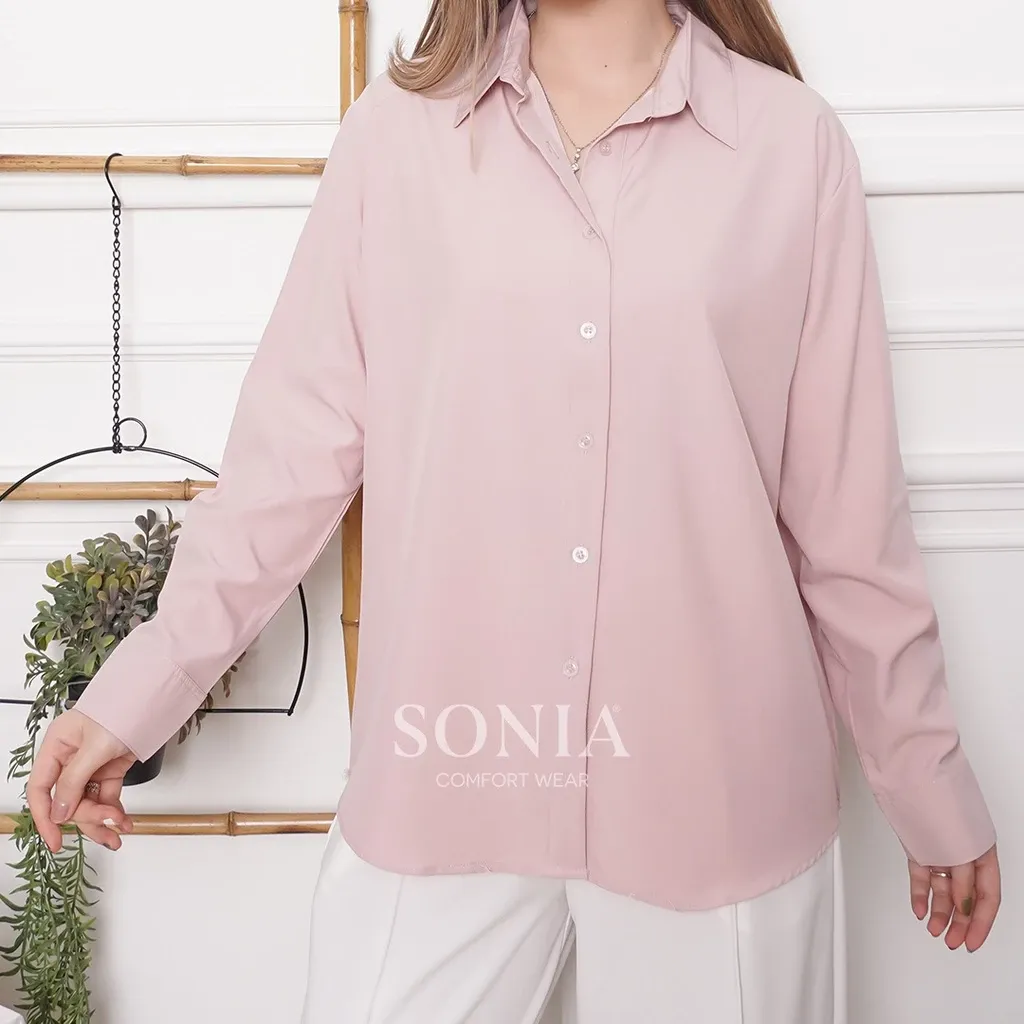 Kemeja Polos Wanita Lengan Panjang Premium