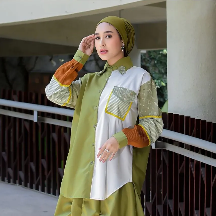 Kemeja Putih Wanita Katun Hiasan Bunga - Salda by Numiaa Fashion