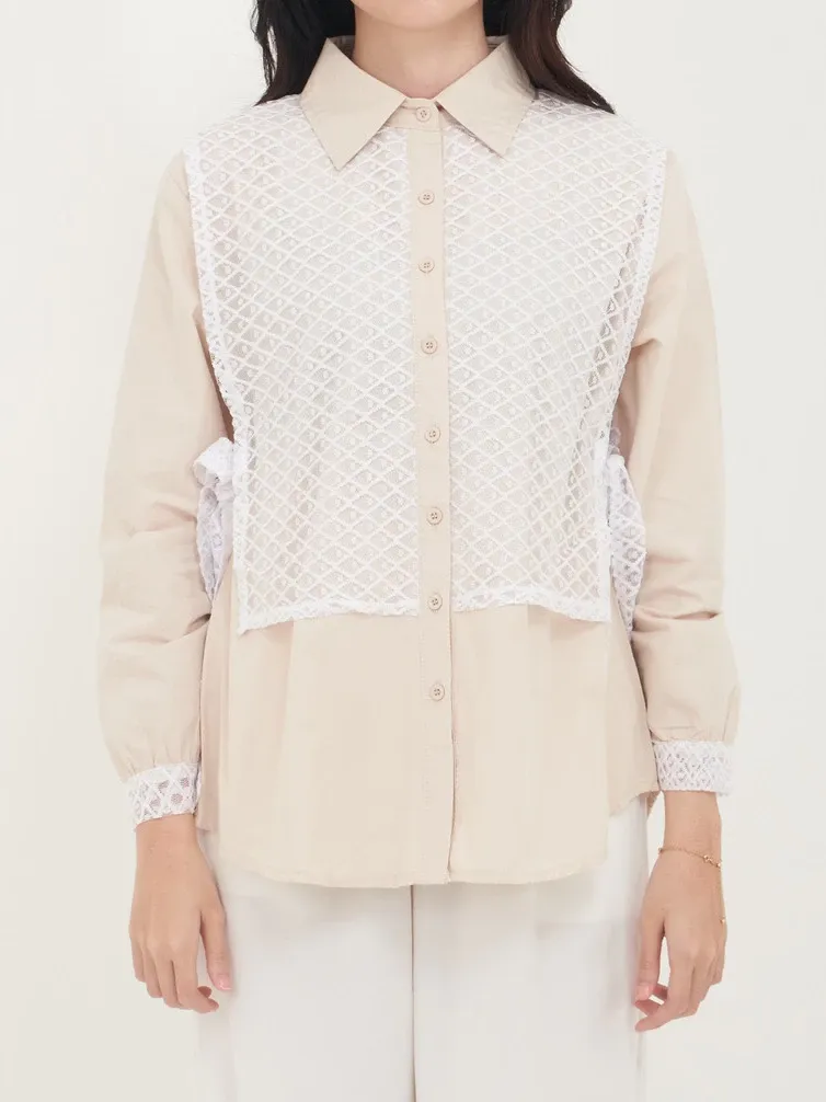 Kemeja Wanita Katun Poplin Polos Lengan Panjang 0701