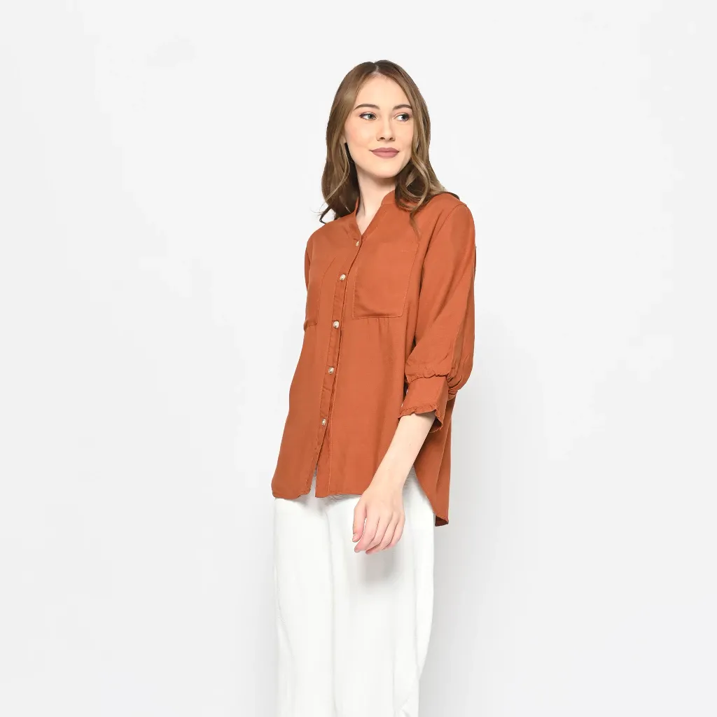 Kemeja Wanita Lengan Panjang Polos Premium