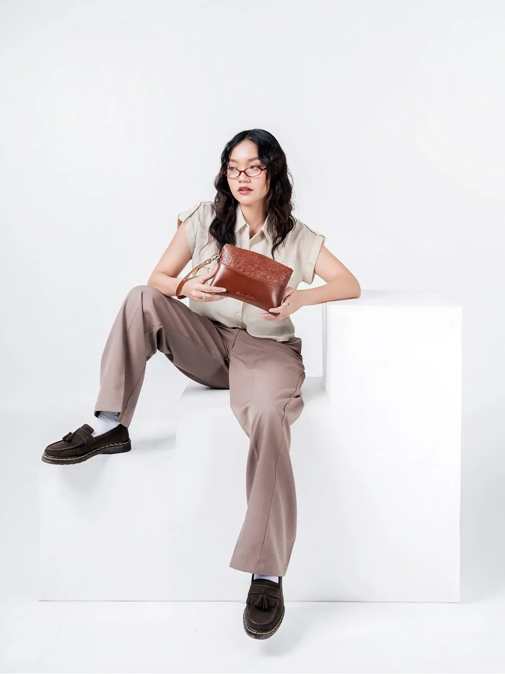 Kens Leather Clutch Pouch Tas Tangan Wanita Kulit Asli HARUKA HARUMI - Free Gravir Nama