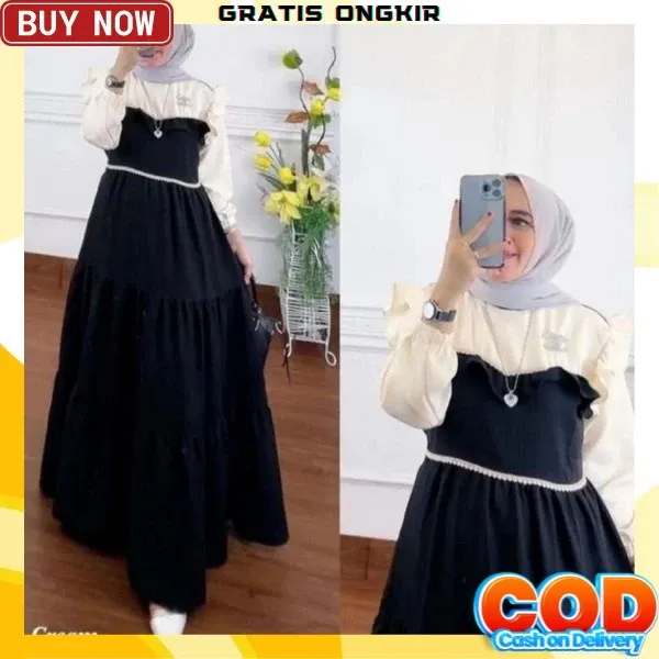 Kenza Dress Wanita - Long Dress Pesta Murah, Gamis Syari Kekinian untuk Remaja dan Dewasa, Cocok untuk Lebaran 2023.