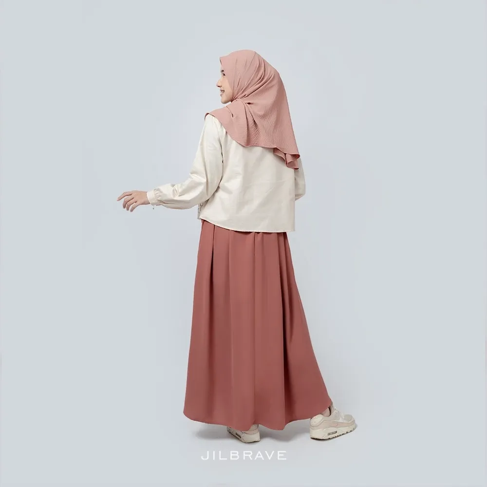 Kimmy Dress Gamis Bordir Monogram Elegan Casual Jilbrave