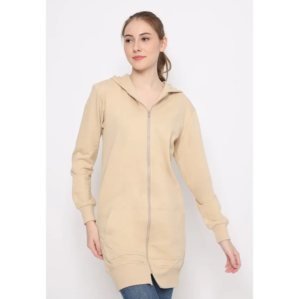 Maliqa Cream Hoodie Wanita