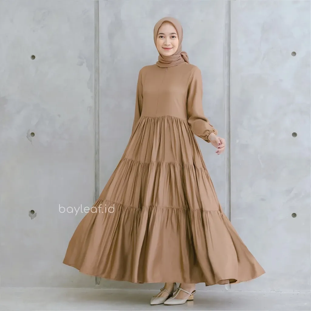 Maxi Dress Wanita Rayun Polos Busui Big Size